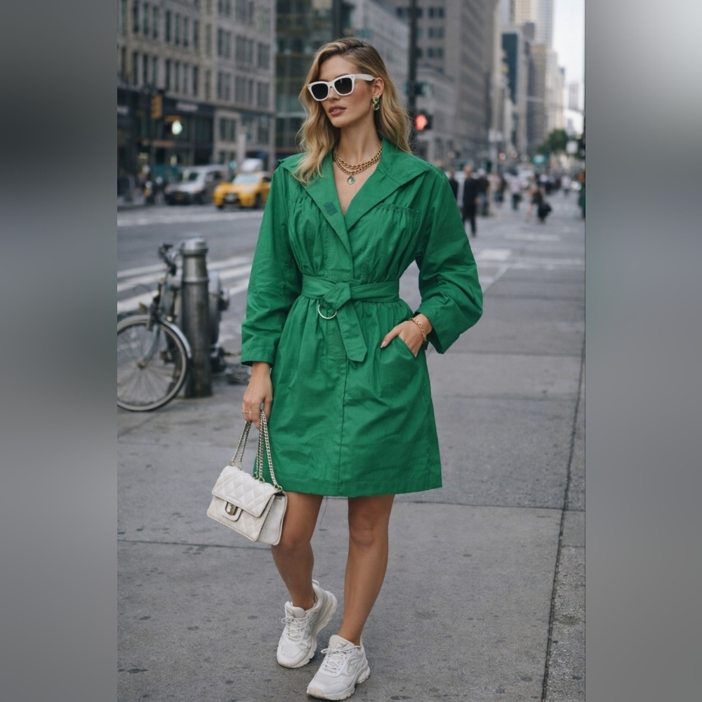Vintage Etoile Green Belt Utility Dress